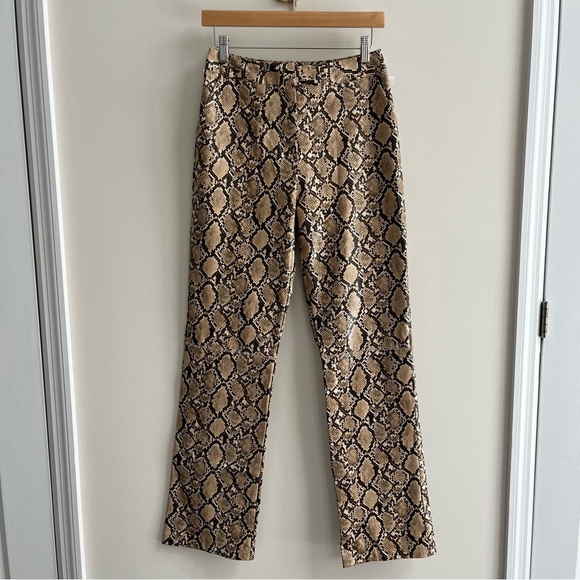 Topshop Pants - [topshop] snake print faux leather textured pants tan